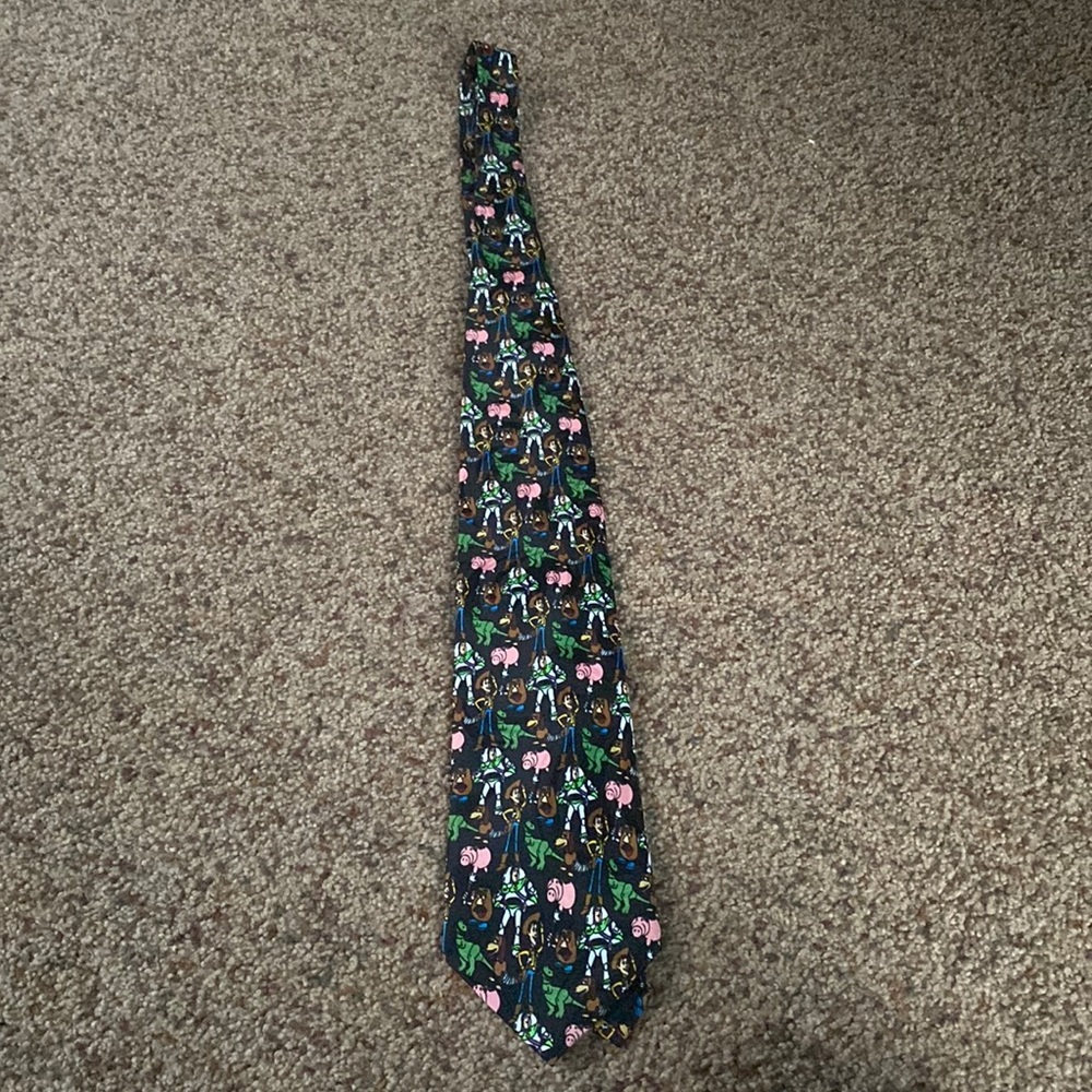 Toy Story Mens Novelty Tie Woody Hamm Buzz Lightyear Rex 1995 Disney Vintage